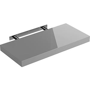 Casaria Mensola da Parete Legno 50cm Supporto 50-110cm Pensile 15kg Cucina Libreria Grigio Lucido