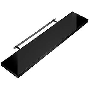 Casaria Mensola da Parete Legno 50cm Supporto 50-110cm Pensile 15kg Cucina Libreria Nero Lucido