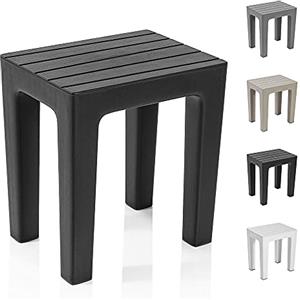 Inbagno Sgabello bagno doccia multiuso Lello alta resistenza, 38x29x41 cm effetto legno, portata 150 Kg (1, Nero)