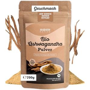 Monte Nativo Ashwagandha in Polvere Monte Nativo - 700g - Radice Macinata - Ginseng Indiano - Ciliegia d'Inverno - Withania Somnifera - Biologico - Testato in Laboratorio