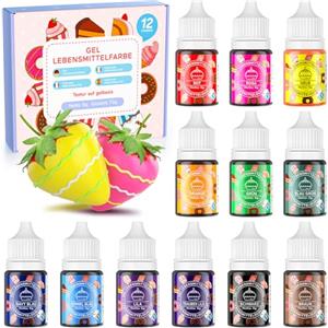 Wwtop Colorante Alimentare Gel 12 Colori - Coloranti Alimentari Concentrati, Colori Alimentari Vibranti per Cuocere Decorare, Torta, Glassa, Fondente, Gelato, Macarons, Biscotti - Flacone da 6g