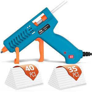 TILSWALL Pistola a Caldo, Pistola per Colla 50W con 75 PCS Pegamento Barras 7 * 130MM, Calentamiento Rápido, Sistema Termostatico, Punta de Precisión Antigoteo para la Escuela Arte de Bricolaje