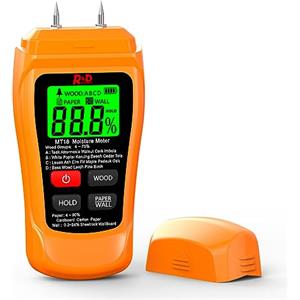 RDINSCOS Misuratore di umidità del legno Due perni Digital Wall Moisture Detector Tester di umidità della carta per materiale da costruzione in legno Pareti di legna da ardere Pavimento di carta