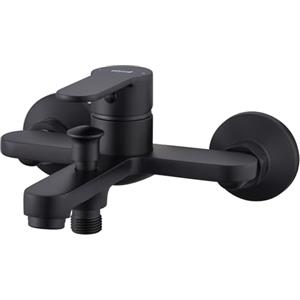 Ulytid Miscelatore Vasca da Bagno nero, Rubinetto per Vasca da Bagno in Ottone, Rubinetto Esterno per Vasca da Bagno a Parete per Bagno, Miscelatore Monocomando per Doccia con 2 Bocca