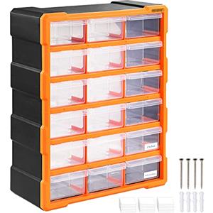 MONZANA® Portaminuteria 18 Cassetti Fino a 36 Scomparti 16x38x47,5cm Organizer Multiuso Officina Minuteria Box Viti