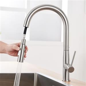 Auralum Rubinetto Lavello Cucina, Miscelatore Cucina con Doccetta Estraibile per Lavelli da Cucina, Rubinetti Cucina in Acciaio Inox con Bocca Alta, Girevole a 360°
