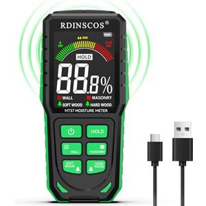 RDINSCOS Misuratore di umidità Ricaricabile Senza pin per Pareti con Display a Colori LCD Rilevatore di Umidità Digitale Non Invasivo per Roulotte, Legno, Muratura, Legna da Ardere