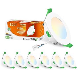 ALUSSO 6 Faretti LED da Incasso, 4W 310Lm Faretti da incasso ultra sottili Dimmerabile, Bianco Caldo 3000K Bianco Neutro 4000K Bianco Freddo 6500K Orientabili, Faretti da Bagno per Cucina, Soggiorno