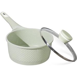 DYGG Casseruola con coperchio, 16 cm, 1,5 l, in granito antiaderente, per induzione, gas, elettrico