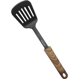 STONELINE BACK TO NATURE Spatola da 33 cm in nylon, manico effetto legno, spatola scanalata con supporto, resistente al calore, per pentole antiaderenti, utensili da cucina