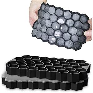 Jisile Stampo per Cubetti di Ghiaccio in Silicone, Confezione da 2 Pezzi, Riutilizzabili Con Coperchio, Fino a 74 Cubetti, senza BPA, per Birra, Cocktail, Whisky, Caffè, Snack per Bambini, Puree