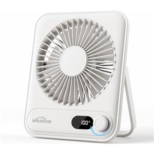 WHATOOK Mini ventilatore da tavolo silenzioso:100 velocità e batteria da 2000 mAh, piccolo ricaricabile ventilatore USB con display a LED, ventilatore portatile pieghevole per ufficio, casa(Bianco)