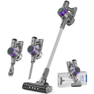 Vozascly Aspirapolvere Senza Fili, 4-in-1 Scopa Elettrica Senza Fili Tre Potenze di Aspirazione Regolabili, Antigroviglio Aspirapolvere Verticale Potente 45Kpa con Display a LED per Tappeti/Pavimenti/Capelli
