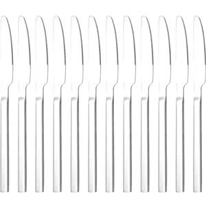 QUCHER 12 pezzi di set di posate 18/8 in acciaio inossidabile, 6 × coltello da tavola-6 × forchetta, lavastoviglie facile da pulire e lavabile (12.coltelli)
