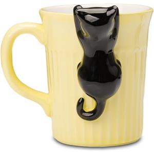ZONSUSE Tazza Divertente Gatto,Tazza Personalizzata con Gatto Sbircia,Tazza da Caffè Gatti,Tazza Gatto Subdolo,Tazza Gatti 3D,Regalo Gatto per Donna Bambina Fidanzata Coppia 350ml (Gatto Nero)