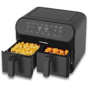 PremierTech Friggitrice ad Aria 8 Litri, Doppio Cestello, 8 programmi, Doppia Temperatura, Digitale, Compatta, 2 Zone Indipendenti, 4 + 4 litri, Air Fryer PT8LAF