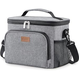 Lifewit Borsa Termica Porta Pranzo,Borsa Frigo Riutilizzabile per Uomo Donna, Borsa Porta Pranzo Portatile Congelabile a Prova di Perdite con Tracolla Regolabile per Lavoro/Picnic, Grigio 15L
