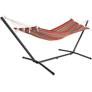 Detex Amaca con Supporto Portata 150kg Amache Giardino Spiaggia Campeggio Balcone Terrazzo Rosso