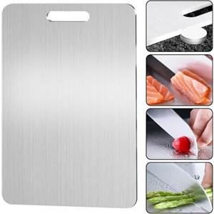 Auauraintt Tagliere in titanio su entrambi i lati, senza BPA, in titanio per la cucina, per carne, pane, verdura, frutta (34 x 23 cm)