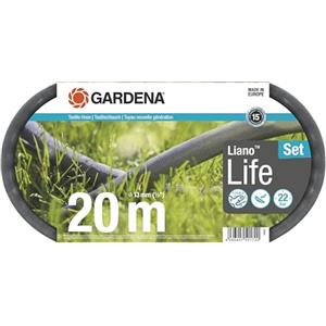 Gardena Liano Life Tubo in tessuto 1/2 pollici, 20 m: tubo da giardino in tessuto molto flessibile, con tubo interno in PVC, non si piega, peso ridotto, resistente alle intemperie (18450-20)