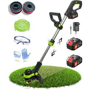 Wrneaoch Decespugliatore a Batteria 21V Decespugliatore con 11.000 RPM e motore da 750W Tagliaerba a Batteria con 2 Batterie da 4,0 Ah è Ideale per Tagliare l'erba in Modo Efficace e Senza Sforzo