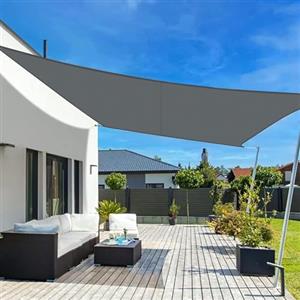 LOVE STORY Vela ombreggiante 5x6m Rettangolare Impermeabile Tenda a Vela Antracite Tenda da sole per esterno，PES Poliéster Protezione UV al 95% per Esterno,Giardino,Terrazzo,Balcone,Patio