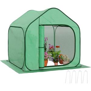 Outsunny Serra da Balcone per Orto Pop up con Ingresso a Cerniera, Serra per Piante Pieghevole in Acciaio e PE 140g/m², Serra da Giardino per Piante, Fiori e Verdure, 150x148x148 cm, Verde