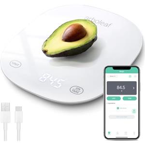 arboleaf Bilancia da Cucina Digitale arboleaf Bilancia Cucina Bilancia da Cucina con Calcolatrice Nutrizionale, Funzione Tara, Ricaricabile USB, 10 kg/22 lb
