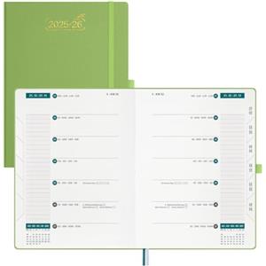 BEZEND Agenda Settimanale 2025 2026 Tascabile A4 28 x 22 cm, 18 Mesi Diario Scuola con Doppio Orario da Lug.25 a Dic.26, Copertina Rigida in Pelle PU - Frutta Verde