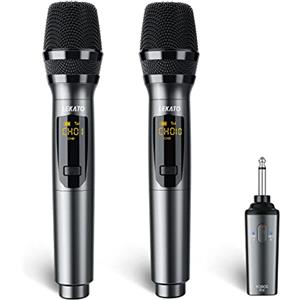 LEKATO Microfono wireless ricaricabile a 2,4 GHz Microfoni per canto Fino a 30 ore di autonomia Microfoni portatili in metallo cordless Set per discorsi di canto DJ Chiesa, feste, matrimoni