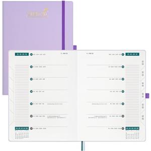 BEZEND Agenda Settimanale 2025 2026 Tascabile A4 28 x 22 cm, 18 Mesi Diario Scuola con Doppio Orario da Lug.25 a Dic.26, Copertina Rigida in Pelle PU - Lila