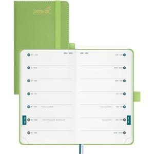 BEZEND Agenda Settimanale 2025 2026 Tascabile A6 15,5 x 9 cm, 18 Mesi Diario Scuola Piccola con Doppio Orario da Lug.25 a Dic.26, Copertina Rigida in Pelle PU - Frutta Verde