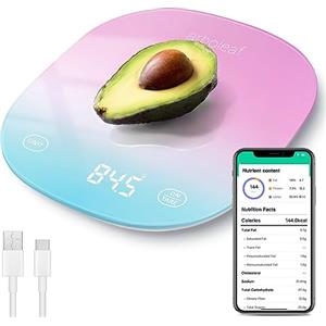 arboleaf Bilancia da Cucina Digitale Bilancia Cucina Bilancia Alimenti Ricaricabile USB Con Funzione APP Calcolatrice Nutrizionale Display LED, 10 kg/22 lb