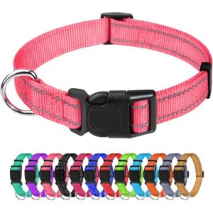 TagME Collare per Cani in Nylon Riflettente, Fibbia Staccabile Durevole, Collari Di Sicurezza Regolabili per Cani Di Piccola Taglia, Rosa, Larghezza 2.0 cm