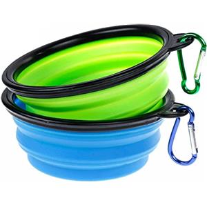 faburo 2PZ Ciotola Pieghevole per Cane, Mangiatoia Abbeveratoio Portatile in Silicone Alimentare con Gancio Porta Acqua, Alimenti da Viaggio per Cani, Gatti, Animali Domestici