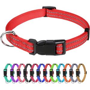 TagME Collare per Cani in Nylon Riflettente, Fibbia Staccabile Durevole, Collari Di Sicurezza Regolabili per Cuccioli, Rosso, Larghezza 1.0 cm