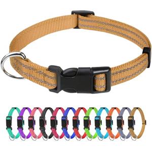 TagME Collare per Cani in Nylon Riflettente, Fibbia Staccabile Durevole, Collari Di Sicurezza Regolabili per Cani Di Taglia Piccola, Marrone, Larghezza 1.5 cm