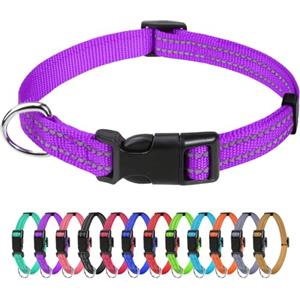 TagME Collare per Cani in Nylon Riflettente, Fibbia Staccabile Durevole, Collari Di Sicurezza Regolabili per Cuccioli, Viola, Larghezza 1.0 cm