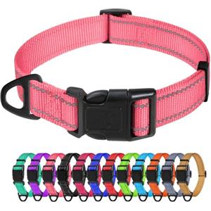 TagME Collare per Cani in Nylon Riflettente, Fibbia Staccabile Durevole, Collari Di Sicurezza Regolabili per Cani Di Piccola Taglia, Rosa, Larghezza 1.5 cm