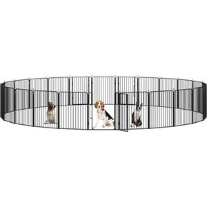 Yaheetech Recinto per Cani 24 Pannelli 80 cm da Interno da Esterno, Cancelletto Box per Cane Gatti, Cancello Recinzione Barriera Pieghevole in Metallo per Casa Giardino