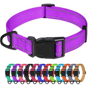 TagME Collare per Cani in Nylon Riflettente, Fibbia Staccabile Durevole, Collari Di Sicurezza Regolabili per Cani Di Piccola Taglia, Viola, Larghezza 2.0 cm