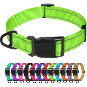 TagME Collare per Cani in Nylon Riflettente, Fibbia Staccabile Durevole, Collari Di Sicurezza Regolabili per Cani Di Piccola Taglia, Verde, Larghezza 1.5 cm