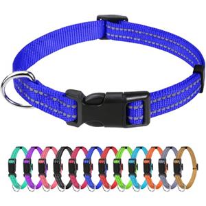 TagME Collare per Cani in Nylon Riflettente, Fibbia Staccabile Durevole, Collari Di Sicurezza Regolabili per Cuccioli, Blu Navy, Larghezza 1.0 cm