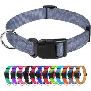 TagME Collare per Cani in Nylon Riflettente, Fibbia Staccabile Durevole, Collari Di Sicurezza Regolabili per Cani Di Piccola Taglia, Grigio, Larghezza 2.0 cm