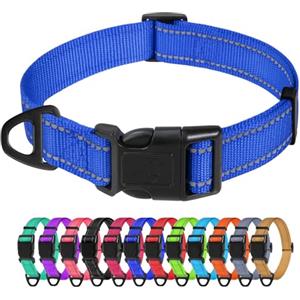 TagME Collare per Cani in Nylon Riflettente, Fibbia Staccabile Durevole, Collari Di Sicurezza Regolabili per Cani Di Piccola Taglia, Blu Navy, Larghezza 1.5 cm