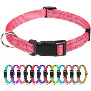 TagME Collare per Cani in Nylon Riflettente, Fibbia Staccabile Durevole, Collari Di Sicurezza Regolabili per Cuccioli, Rosa, Larghezza 1.0 cm
