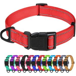 TagME Collare per Cani in Nylon Riflettente, Fibbia Staccabile Durevole, Collari Di Sicurezza Regolabili per Cani Di Piccola Taglia, Rosso, Larghezza 1.5 cm