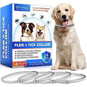 APCKFLEE 4 Pezzi Collare Antiparassitario per Cani, Collare antipulci con zecche per Cani, Impermeabile Antipulci e Zecche, 4 * 6 Mesi di Efficacia Protezione