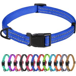 TagME Collare per Cani in Nylon Riflettente, Fibbia Staccabile Durevole, Collari Di Sicurezza Regolabili per Cani Di Taglia Piccola, Blu Navy, Larghezza 1.5 cm