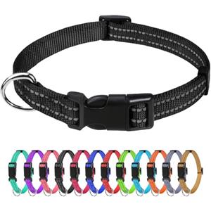 TagME Collare per Cani in Nylon Riflettente, Fibbia Staccabile Durevole, Collari Di Sicurezza Regolabili per Cuccioli, Nero, Larghezza 1.0 cm